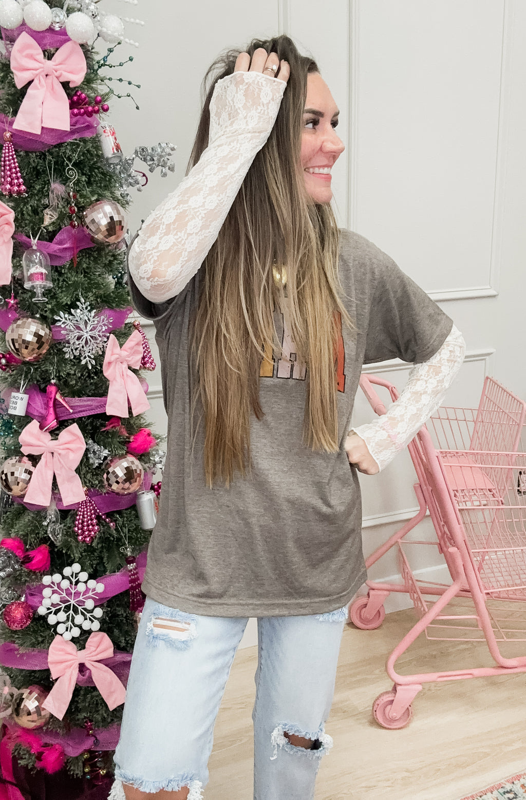 High Neck Sheer Lace Top