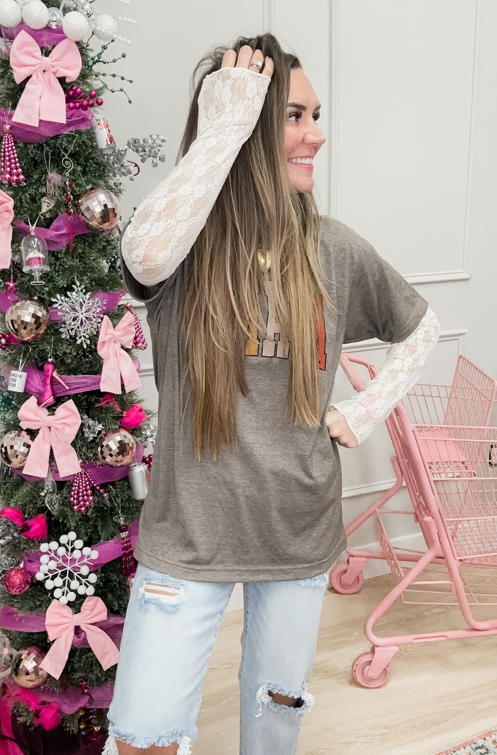 High Neck Sheer Lace Top