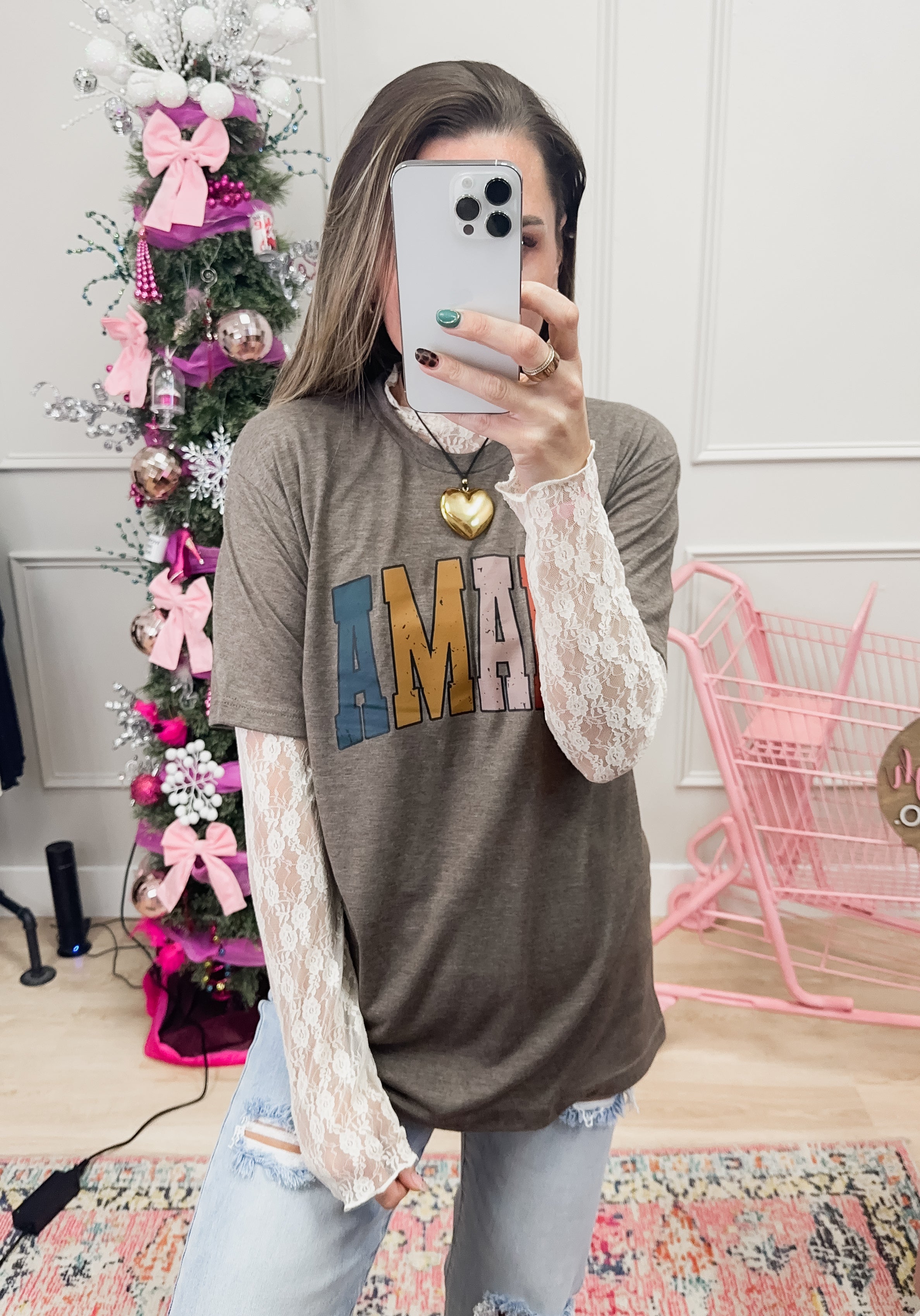 High Neck Sheer Lace Top