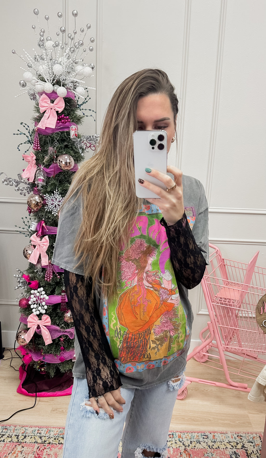 High Neck Sheer Lace Top