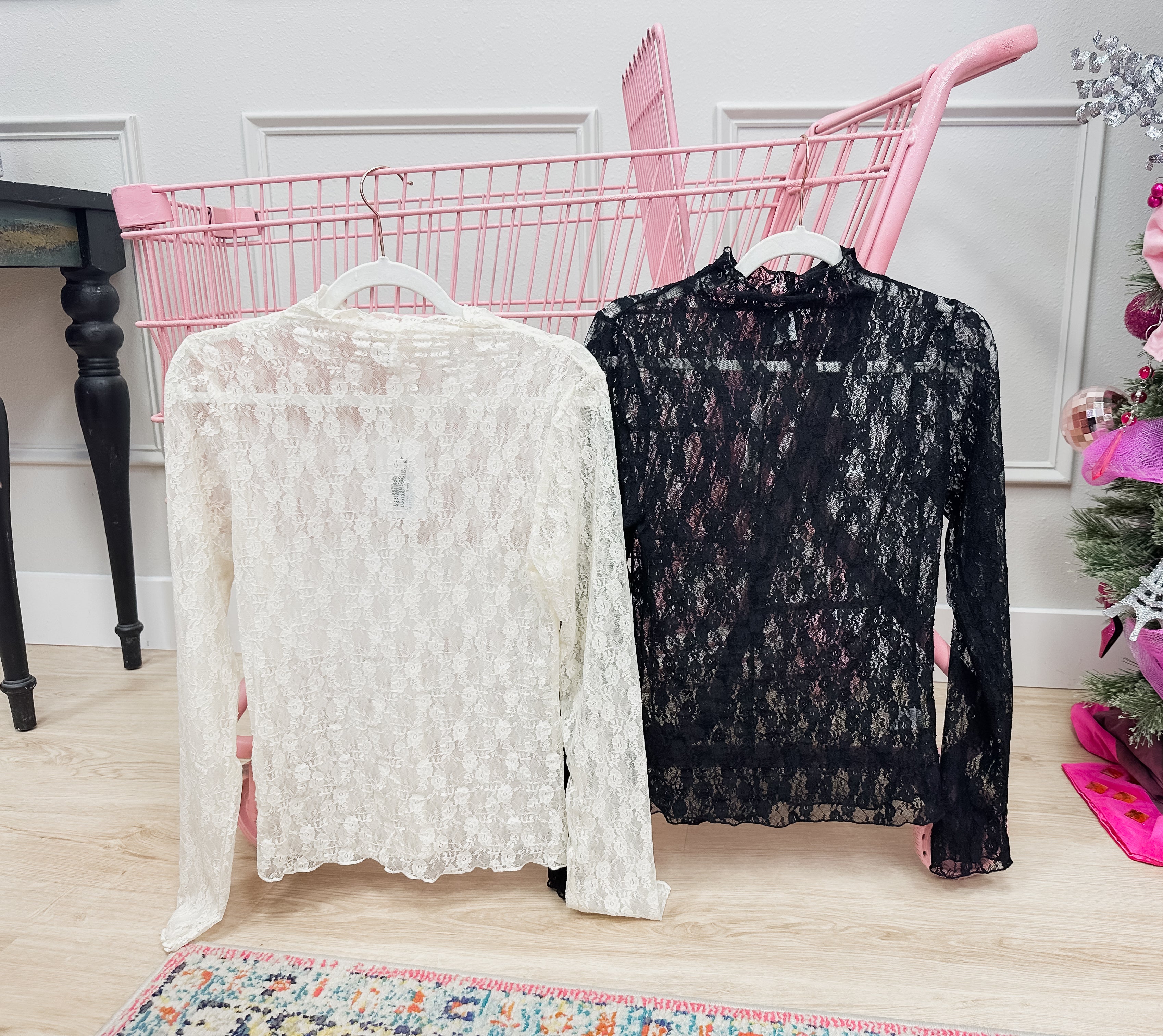 High Neck Sheer Lace Top