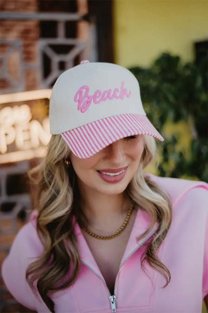 beach cursive two toned hat