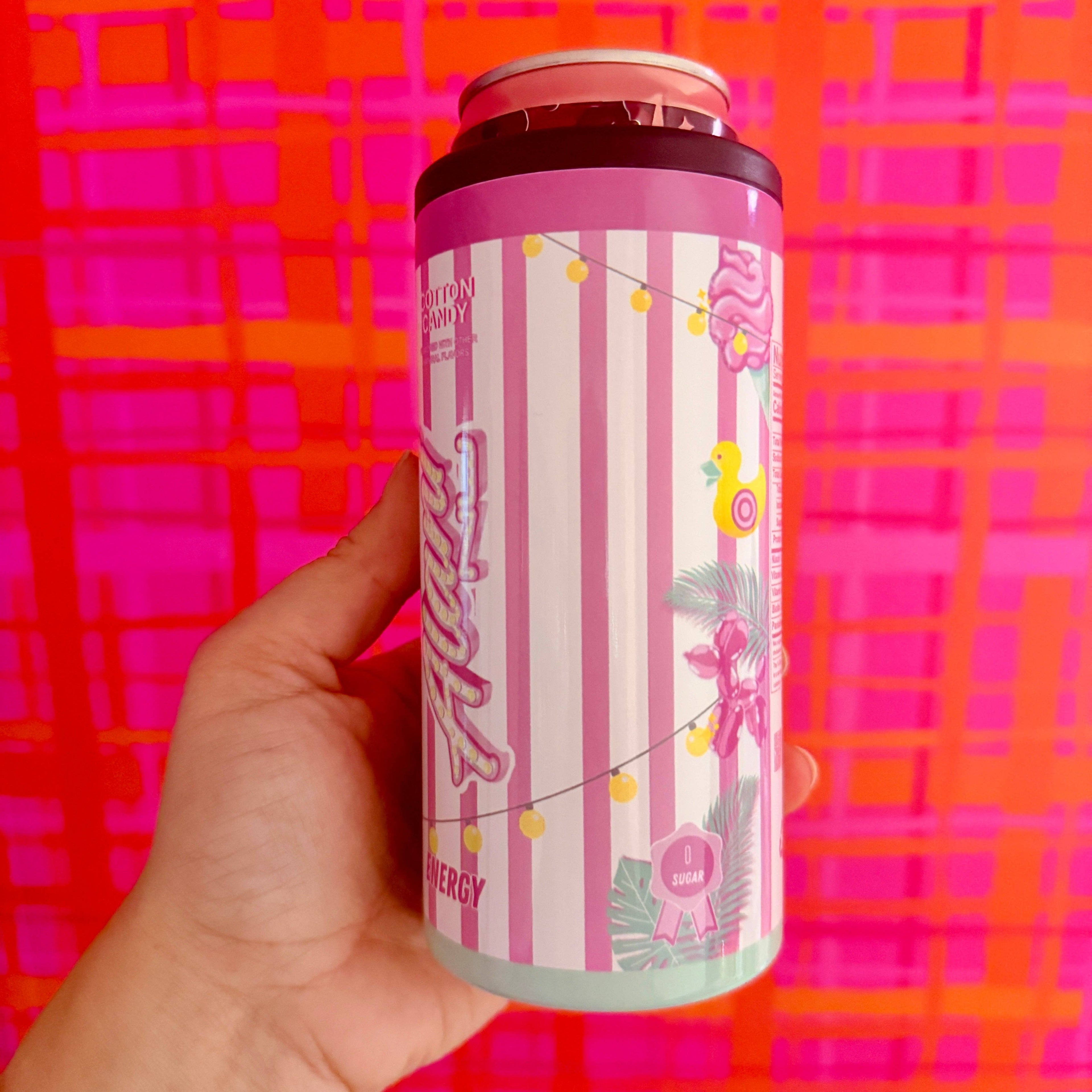 slim cotton candy energy drink can cooler