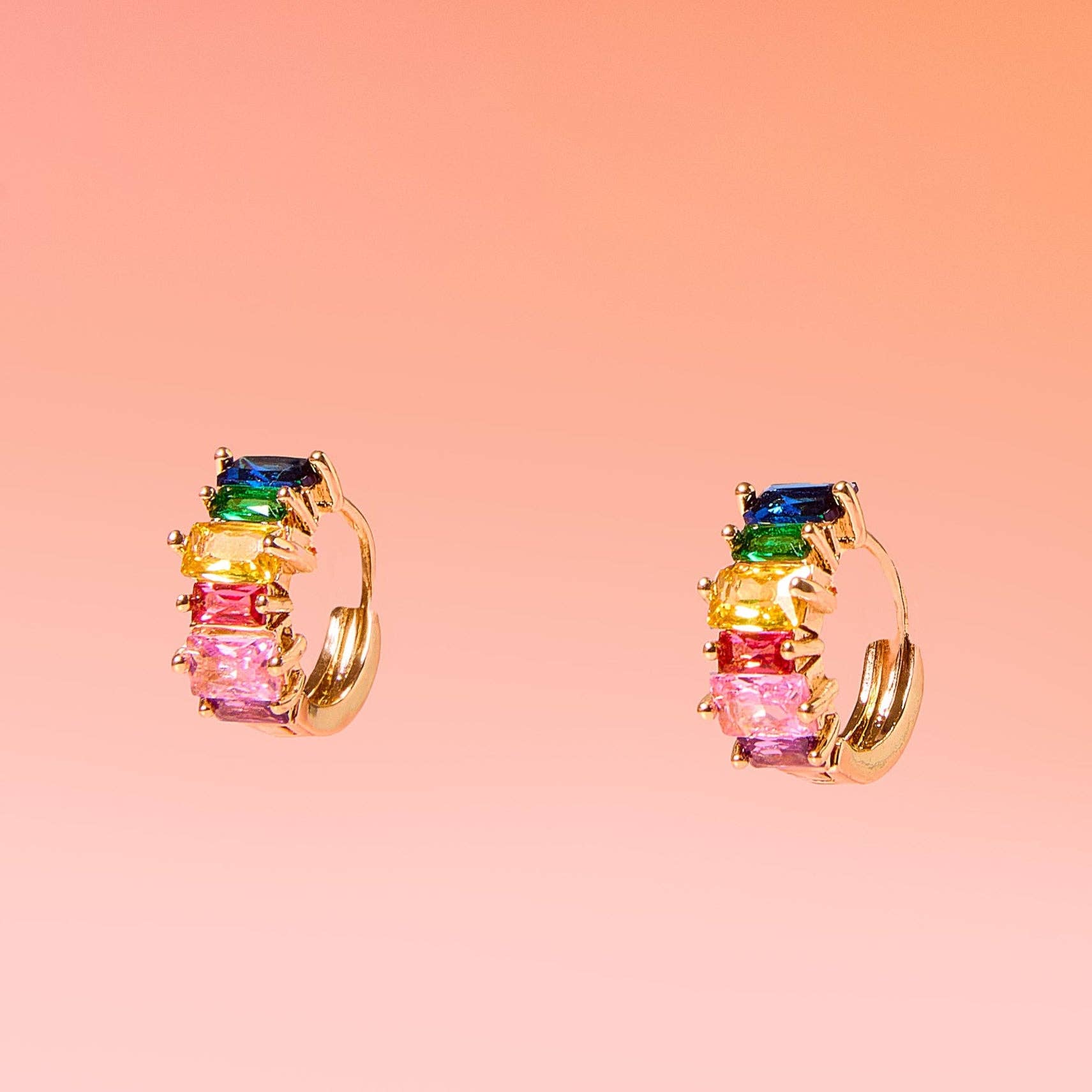 dainty huggie hoop multicolor 18k gold plated