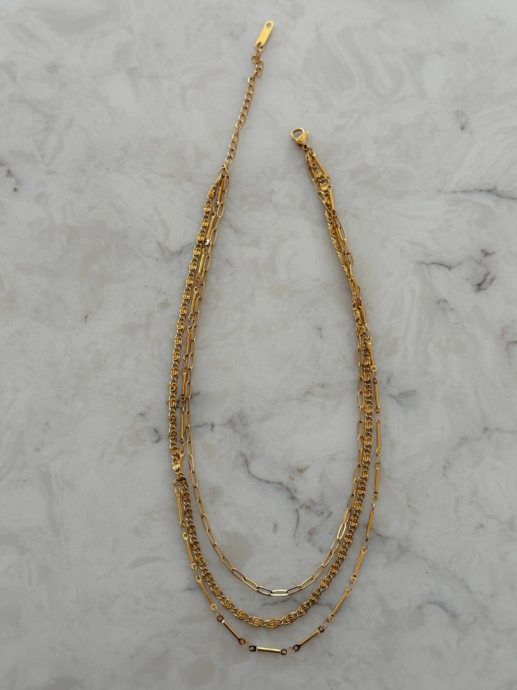 triple layered chain necklace