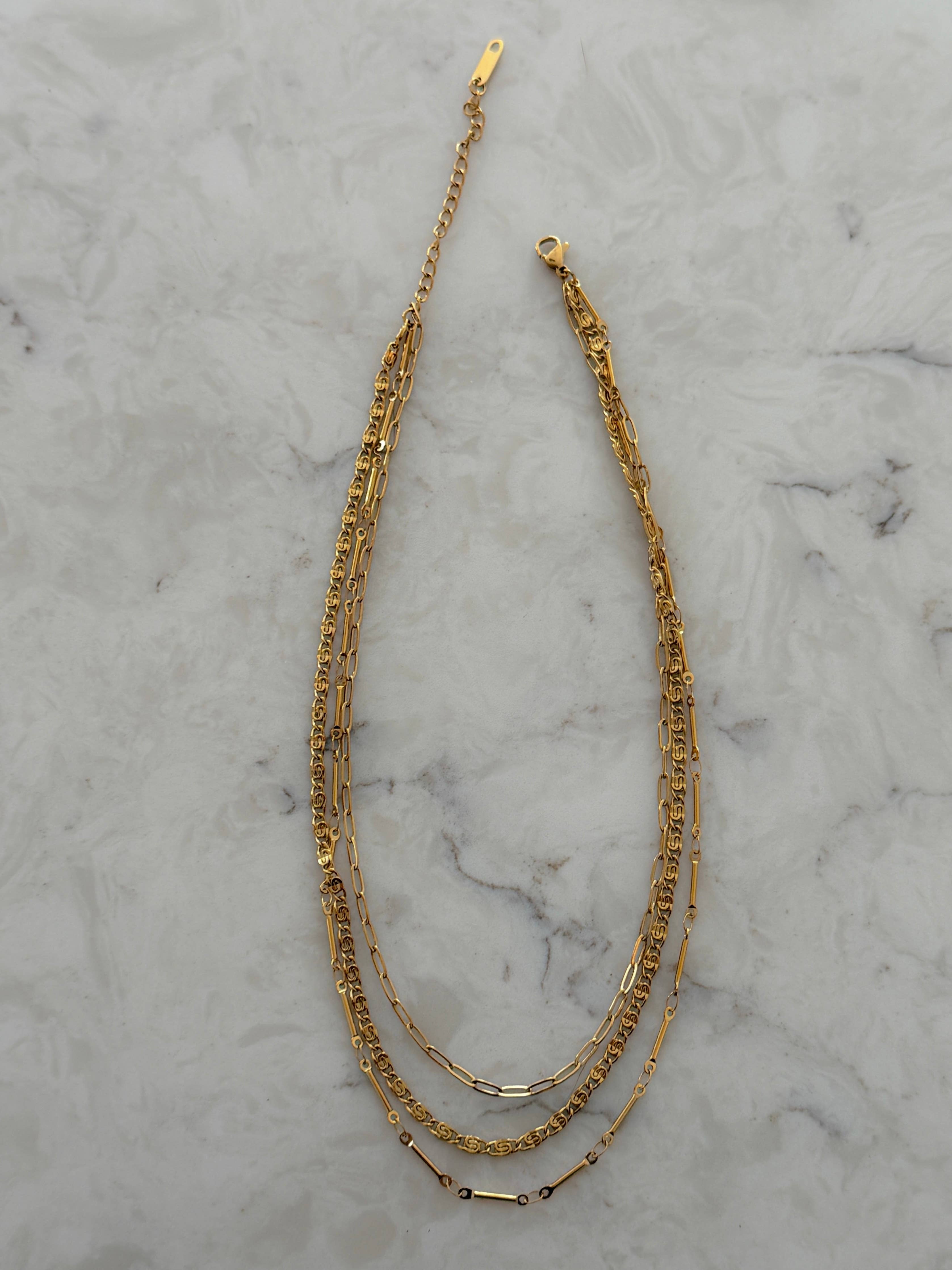 triple layered chain necklace