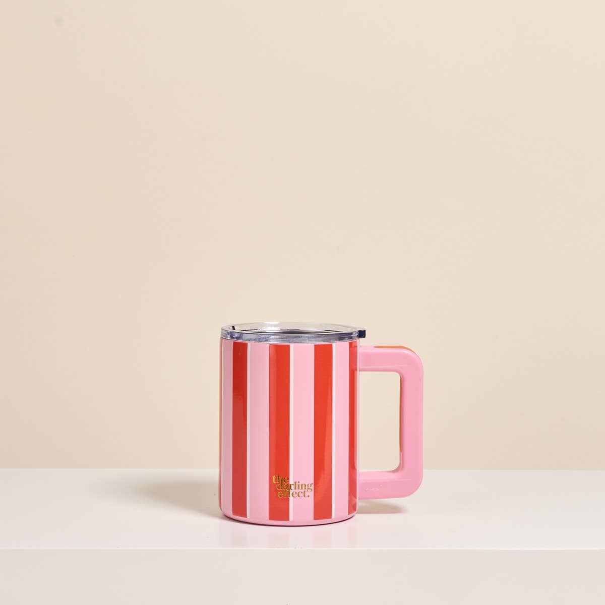 14 oz Insulated Mug–Sicily Stripes Pink
