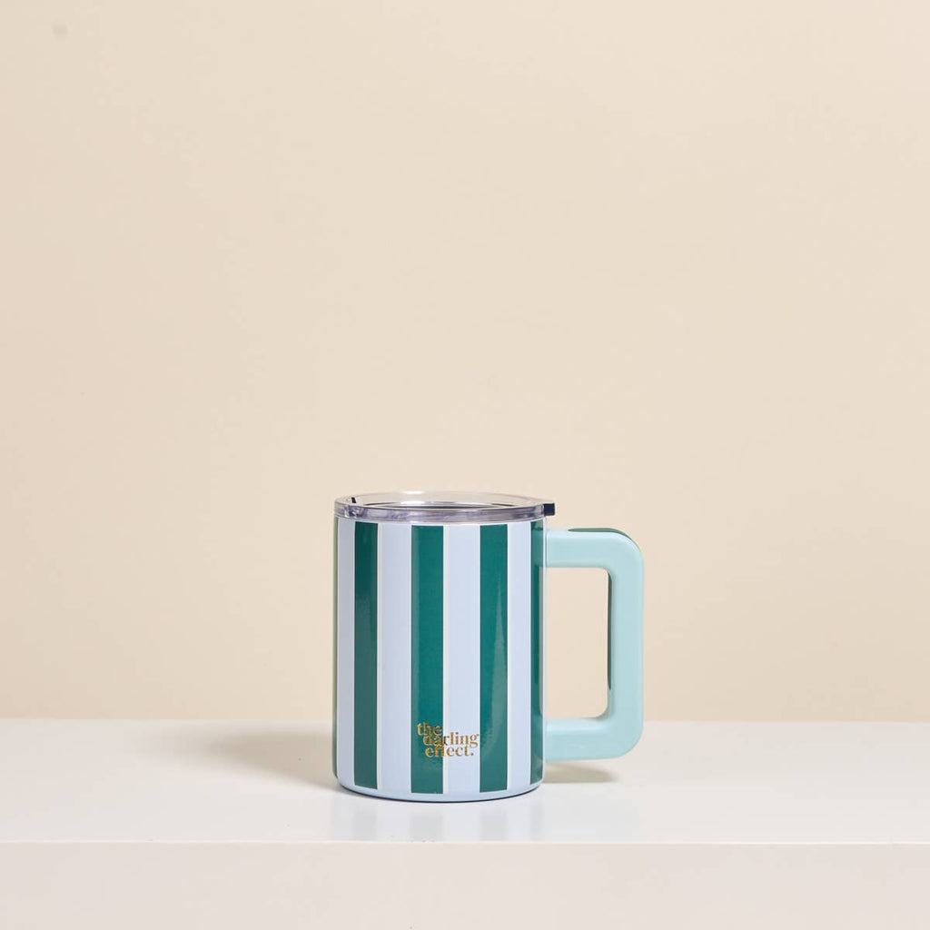14 oz Insulated Mug–Sicily Stripes Teal