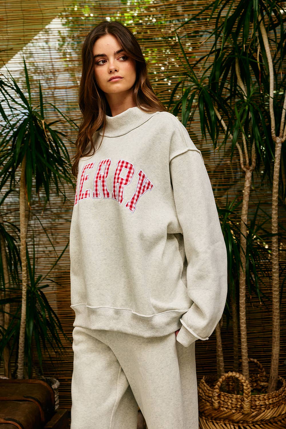 “merry” varsity mockneck