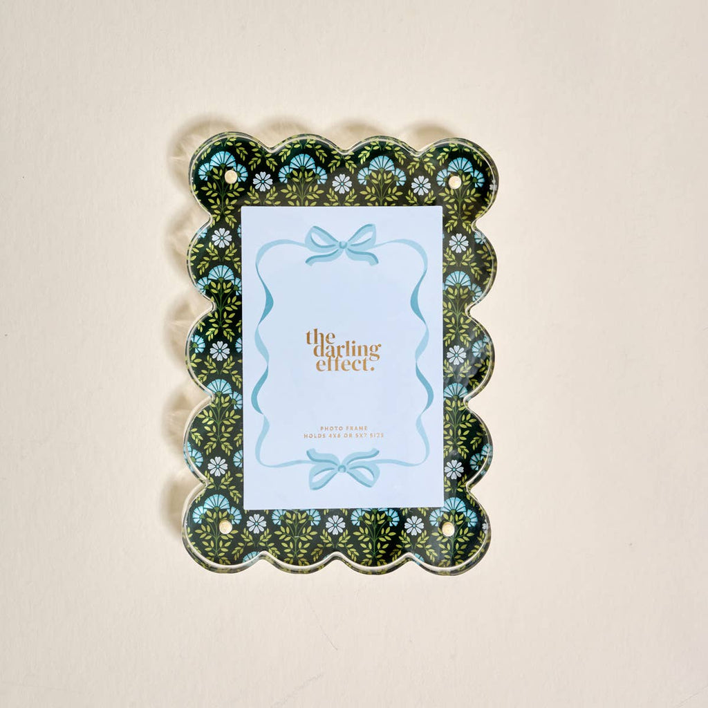 rectangle scalloped acrylic picture frame everbloom forest green