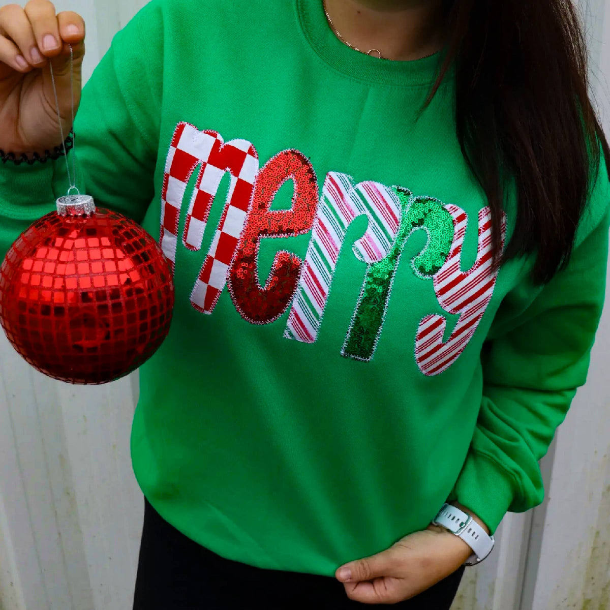 green merry Christmas sweatshirt