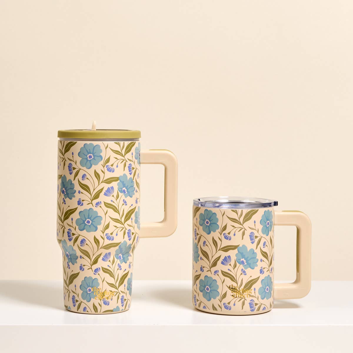 14 oz Insulated Mug–Poppin' Petals Aqua