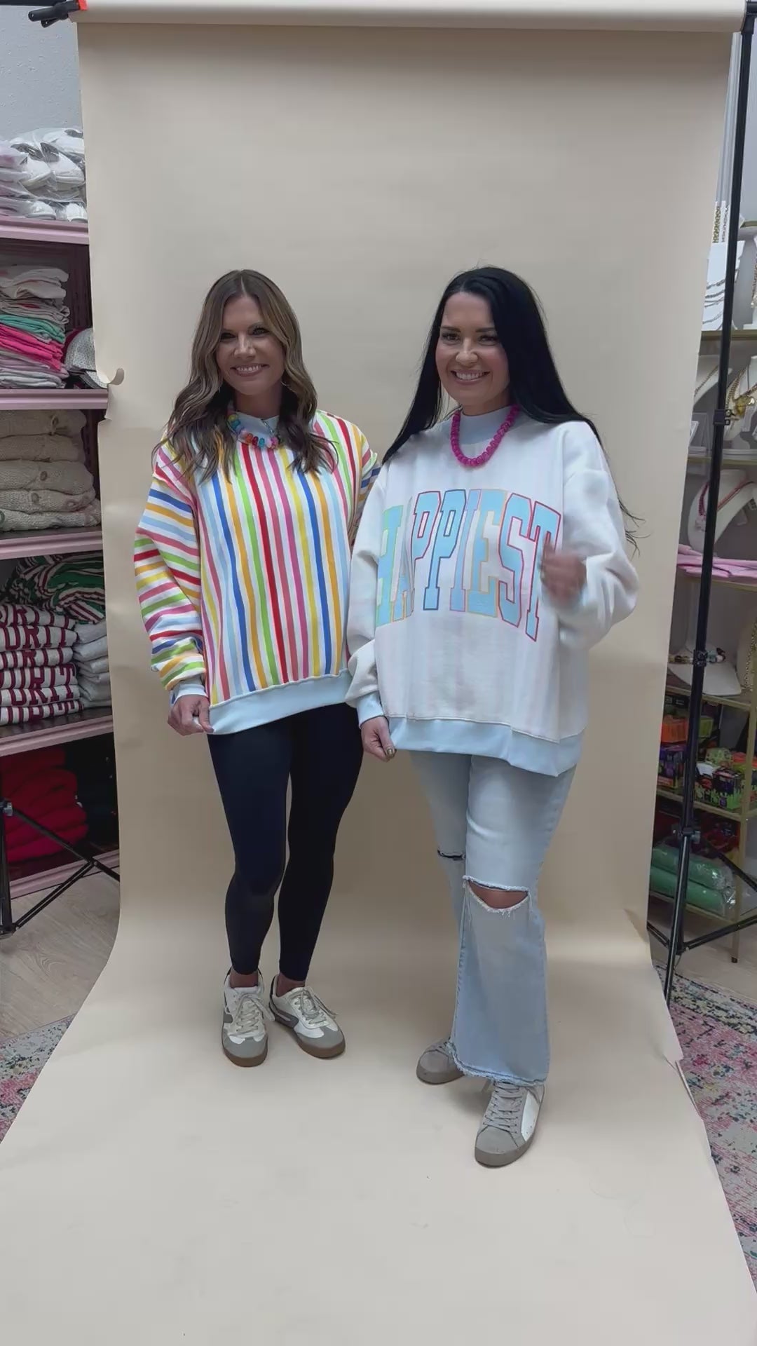 striped happiest reversible mockneck