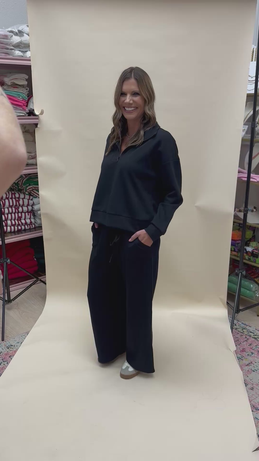 scuba half zip pullover & wide leg pants set